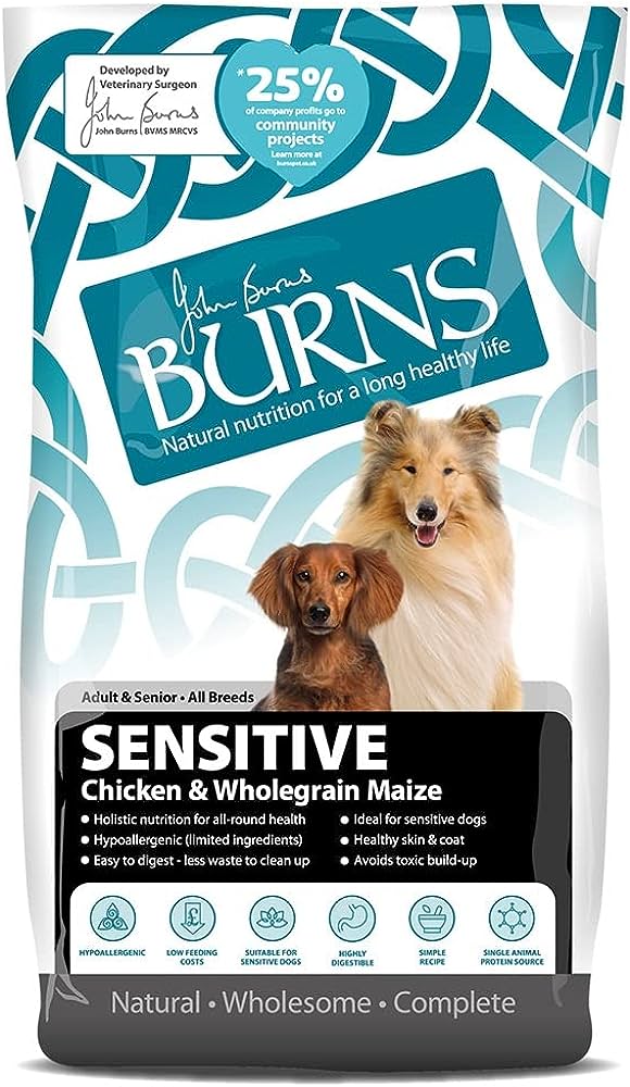 Burns Sensitive Chicken and Wholegrain Maize Adult & Senior Dog Food 6 kg bag