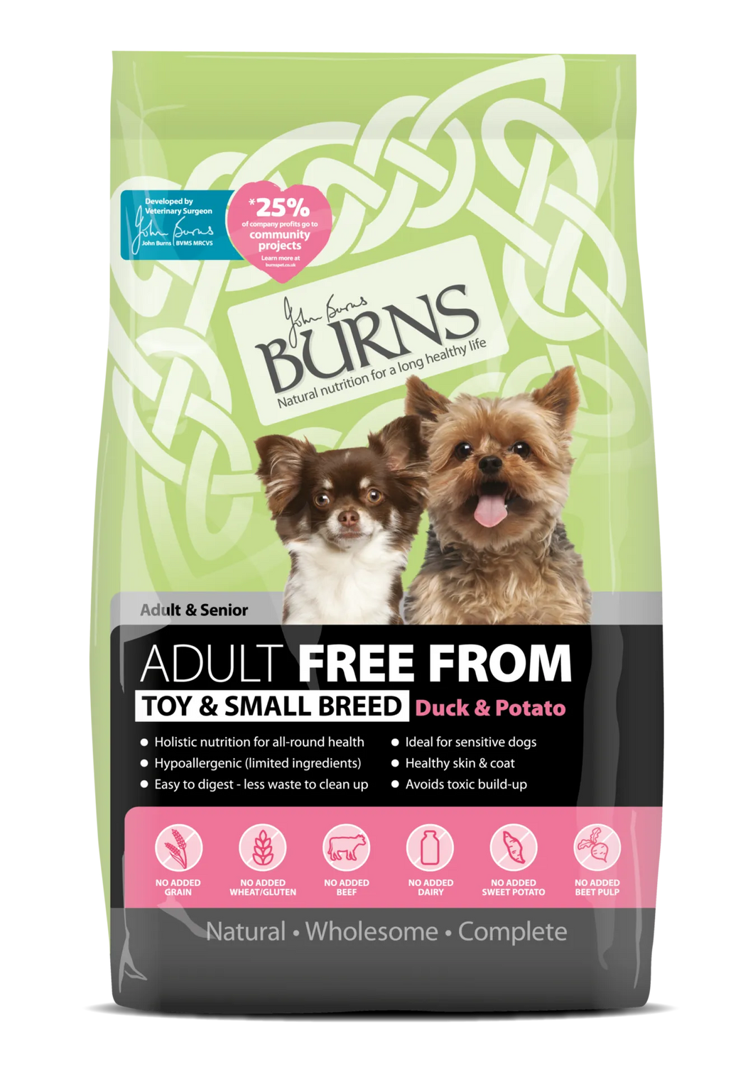 Burns Free From Toy & Small Breed Adult & Senior Dog Food 2 kg bag