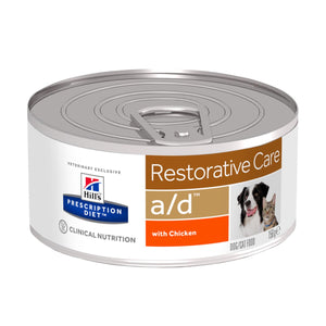 Hill's Prescription Diet a/d Restorative Care with Chicken Canned Dog and Cat Food 24 cans x 156 gm - Pet Health Direct