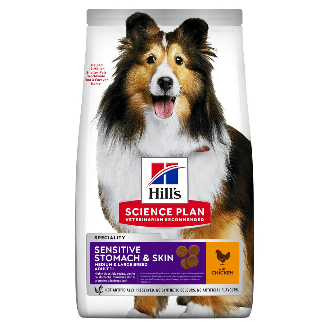 Hill's Science Plan Adult Medium Sensitive Stomach & Skin Dog Food Chicken - Pet Health Direct